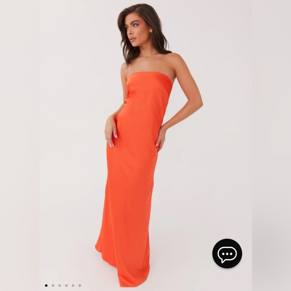 Peppermayo “Chantelle Strapless Maxi Dress” in color Sunset